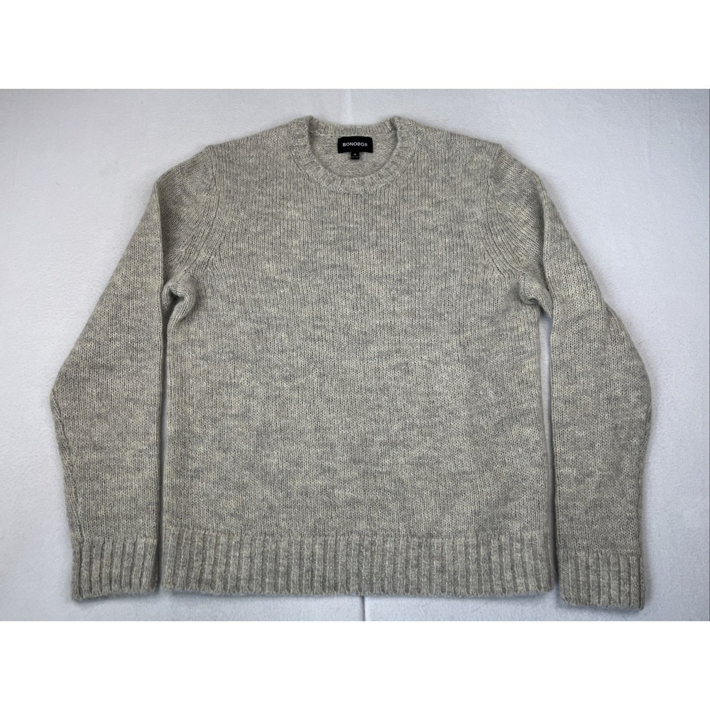 Bonobos Men's Mohair Wool Crewneck Sweater Beige Tan Size M Lightweight - Picture 2 of 6